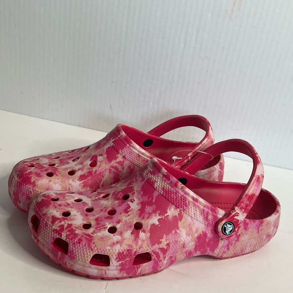 Crocs Unisex-Adult Classic Tie Dye Clogs pink multi size 12
